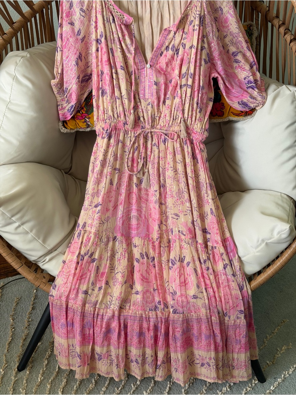 Spell Pink Lavender Floral Midi Dress - Picture 2 of 16